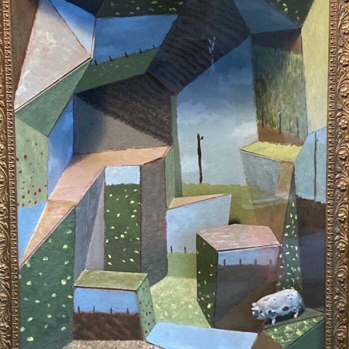 Cochon dans un paysage cubiste